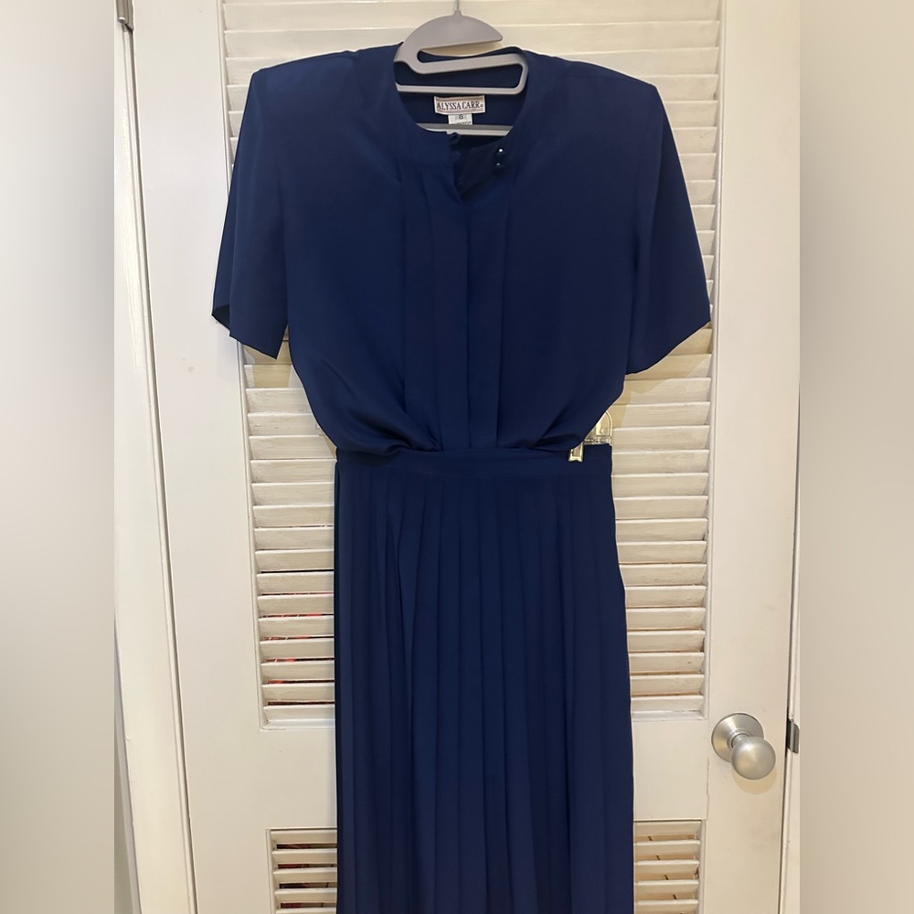 Vintage Navy Blouse & Skirt Set